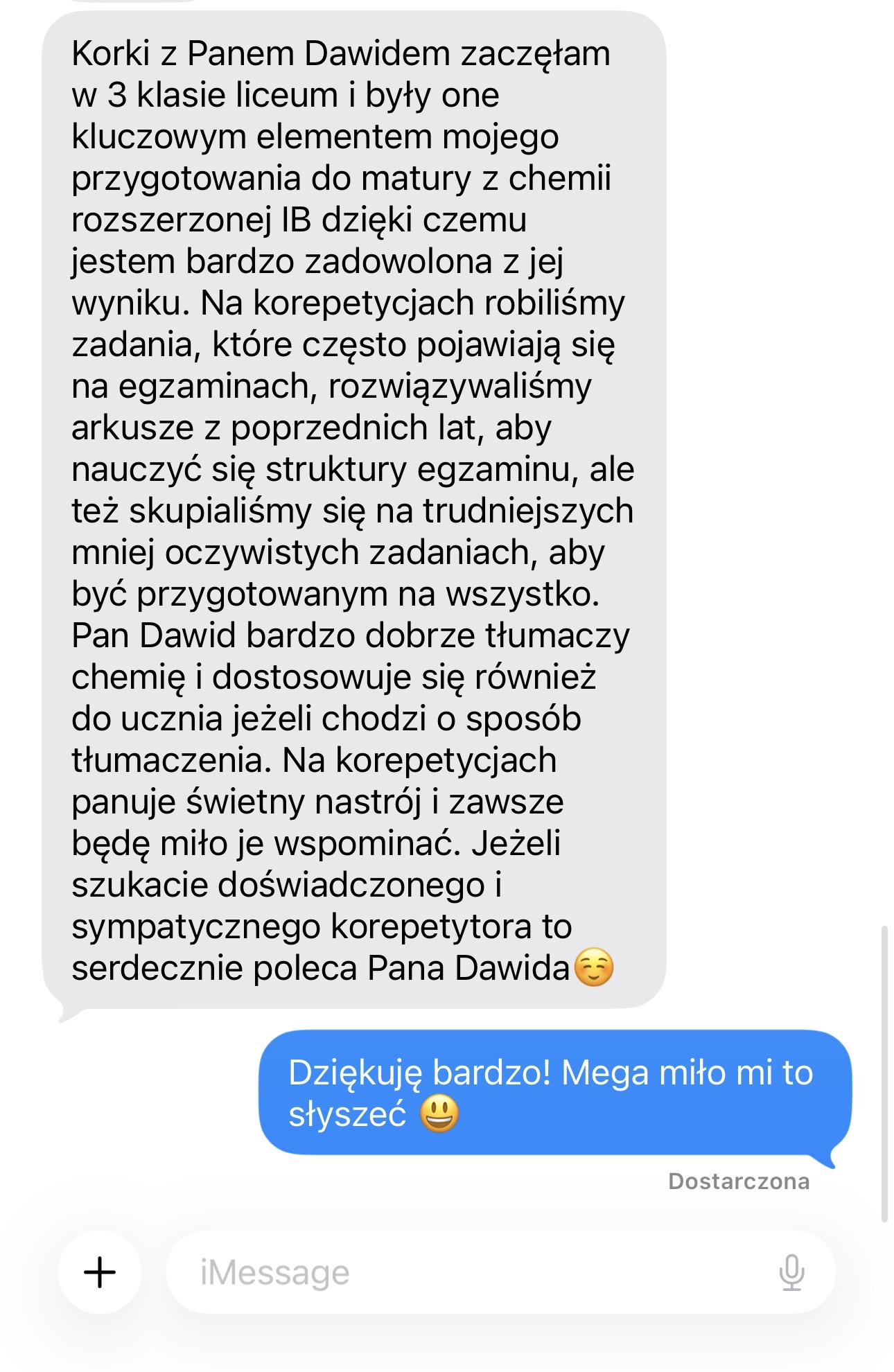 Opinia ucznia o przygotowaniu do matury z chemii